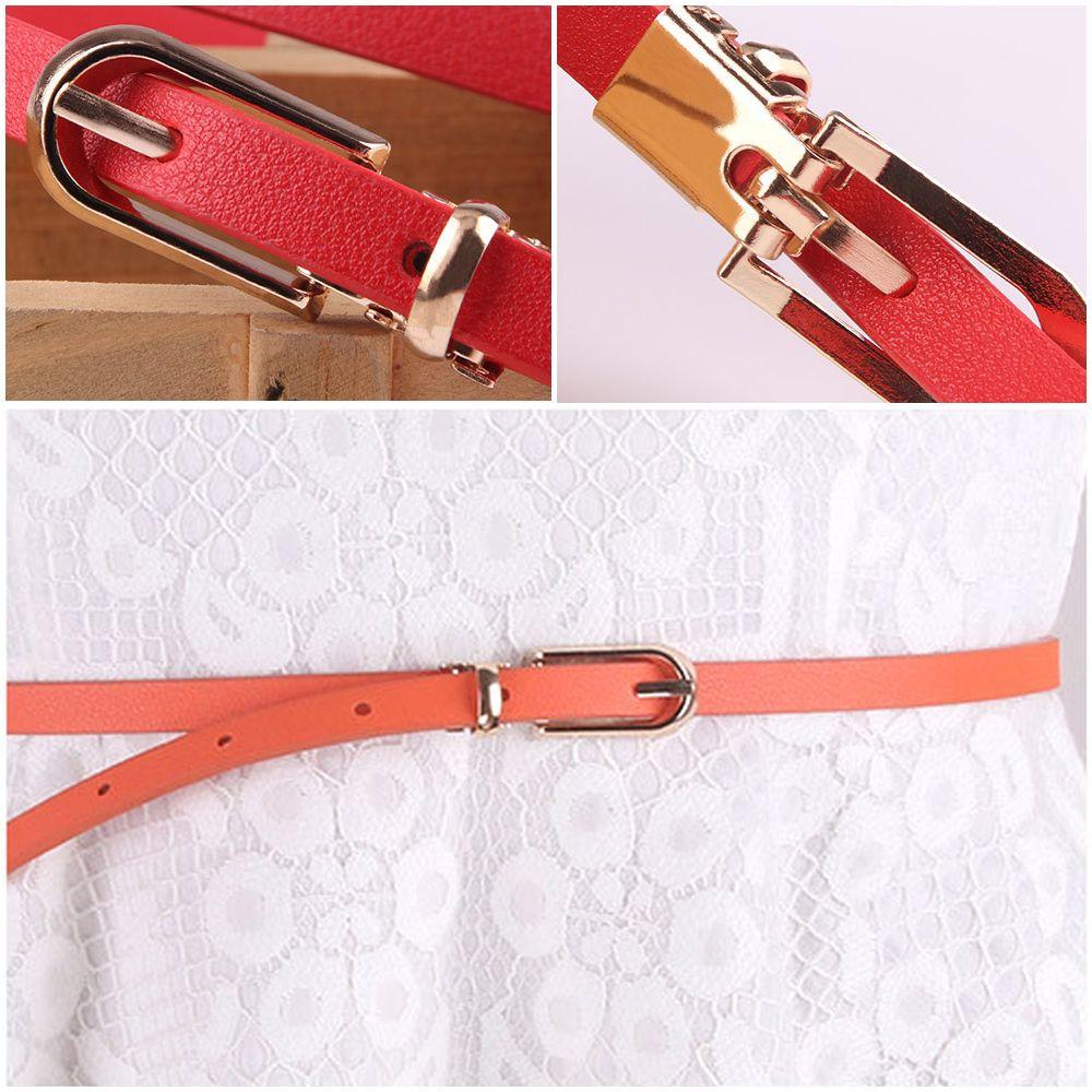 Girls Sweater Candy Color Dress Strap Thin Skinny Waistband Faux Leather Belts Adjustable Belt