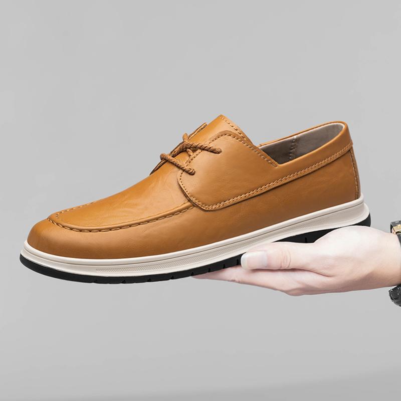 Fashion 2025 New Designer Men Dress Shoes Fashion Casual Leather Outdoor Wedding Work Shoes Genuine Leather Solid Color Platform Shoes