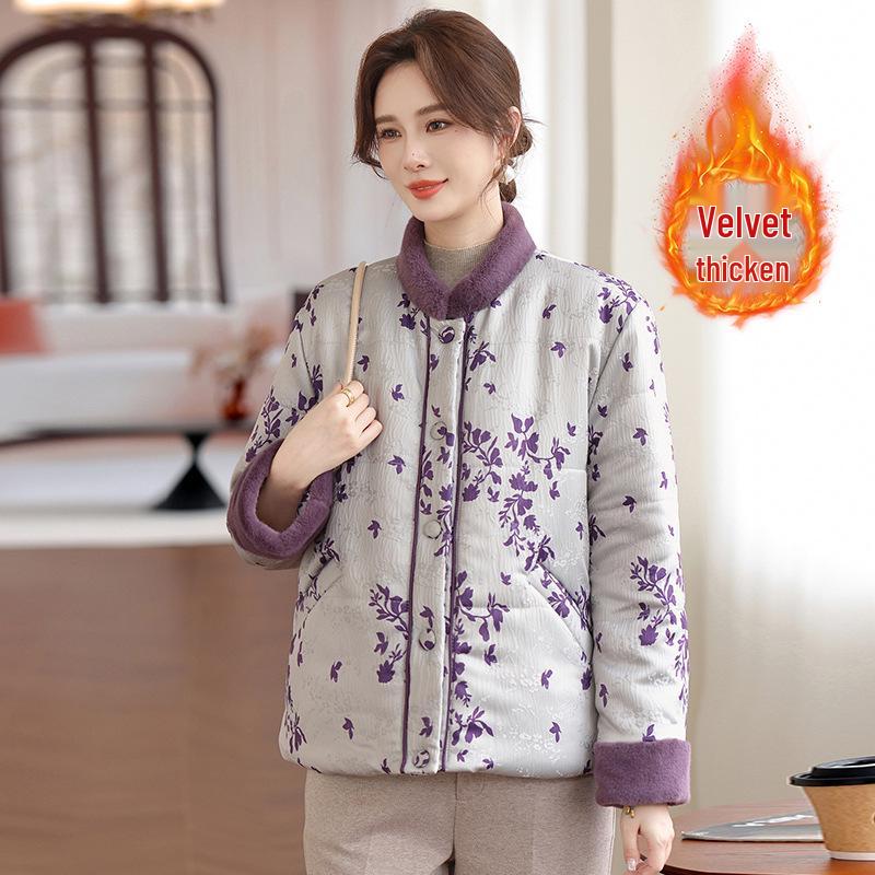 

Mom s Winter Velvet Thickened Jacket: Stylish Padded Outerwear for Middle-aged Women 4XL (135-145 jin)