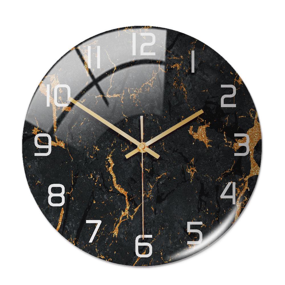 CC127-142 Luxurious Round Marble Wall Clock, 3D Creative Acrylic Design for Home Decor