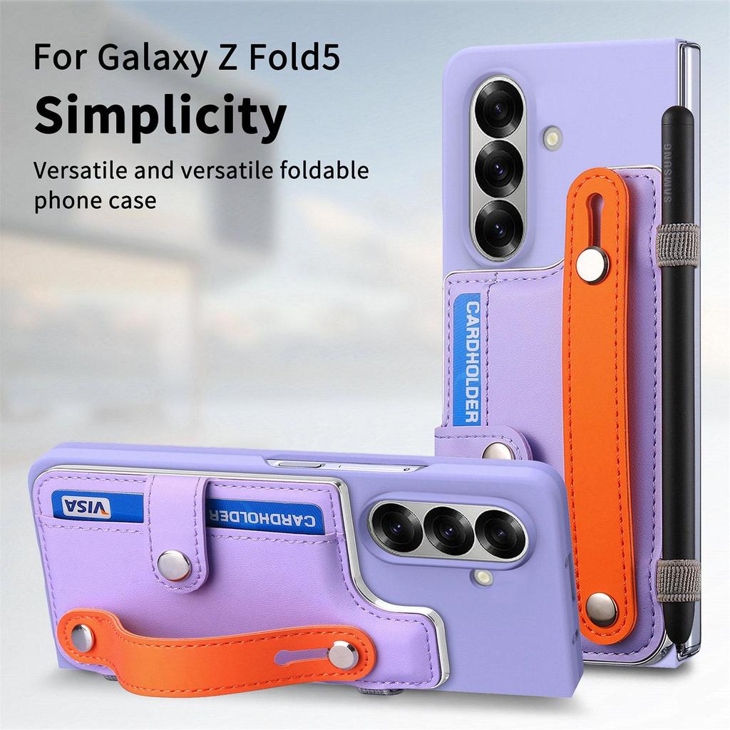 Samsung Z Fold7 Cross-Border Wristband Card Holder Case - Skin-Feel PC Shell with Integrated Film for Z Fold6