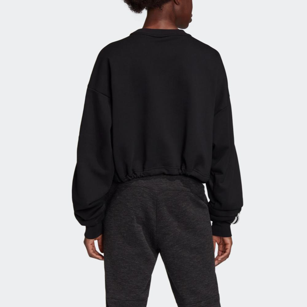 Adidas Sport Lifestyle Series Striped Logo Short Casual Pullover Sweatshirt Women sweatshirt Black FI6721
