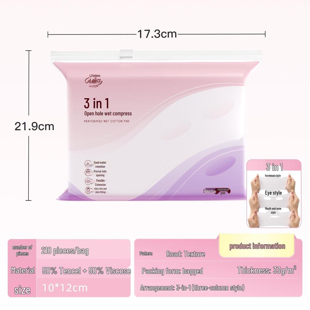 Stretchable Wet Compress Cotton Makeup Remover Pads and Face Mask - 3-in-1
