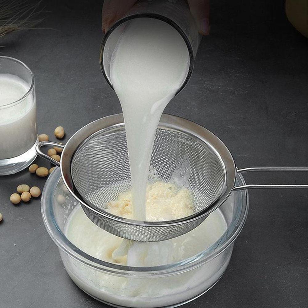 Stainless Steel Colander Soy Milk Filter Noodle Scoop Flour Sieve Kitchen Oil Soy Milk Filter Baking Tool Filter Sieve Oil Leak Spoon Net Colander