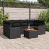 vidaXL 7-piece Garden Sofa Set with Cushions Black Poly Rattan Acacia, vidaXL 2-seater Garden Sofa 3347408