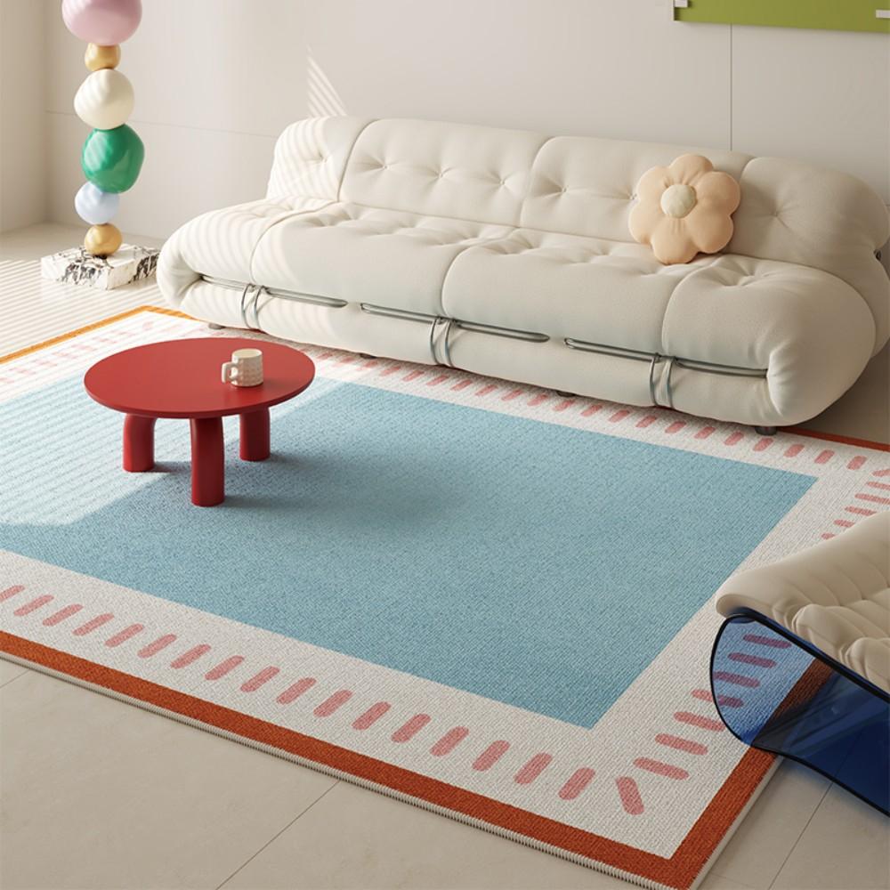 Fresh Colour Block Geometric Rug Living Room Sofa Area Non Slip Wear Resistant Floor Mat Ins Style Decorative Rug