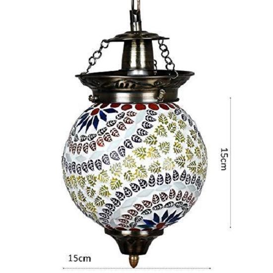 Handcrafted Multicolour Mosaic Glass Hanging Lamp(Multicolur, Bulb Not Included); Made In India