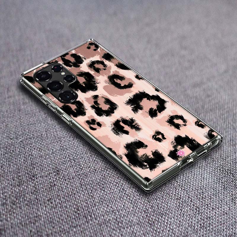 

Leopard Print Pink Phone Case For Samsung Galaxy S24 S23 S21 S20 FE S22 S26 Ultra S25 Edge S10 Plus Cover Clear TPU Capa Shell C Samsung S25 Edge