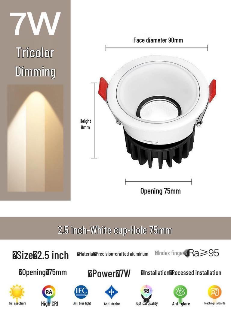 Kompakter blendfreier Einbaustrahler für die Decke: Vollspektrum-Wandfluter für das Wohnzimmer