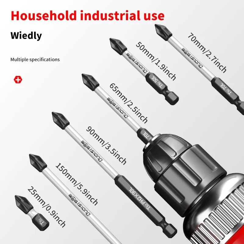 6 Pcs/Set PH2 Magnetic Batch Head Non-slip Cross Screwdriver PH2 Magnetic Batch Head Impact Screw Driver Bit Hand Tools
