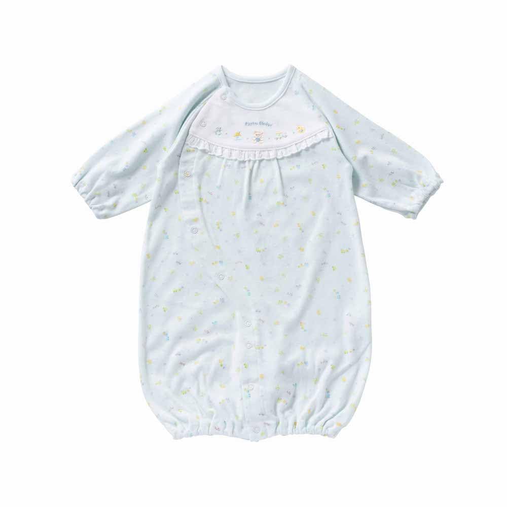 

Cream de Coco Smooth Toy Print Crotch Newborn Baby Suitable for and 10501 Two-Way All-in-One [Interchangeable Snaps/2-Way] Clothes, 100% Cotton, синий