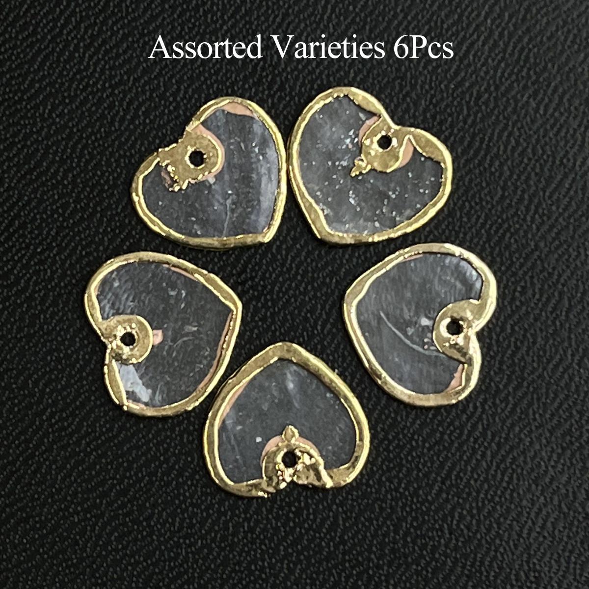 

6 шт., Подвеска из натуральной ракушки с гальваническим покрытием и отверстием, Подвески ручной работы в форме сердца, 10 мм, для DIY ожерелья, серег, аксессуаров, для изготовления ювелирных изделий и поделок 6Pcs/10mm