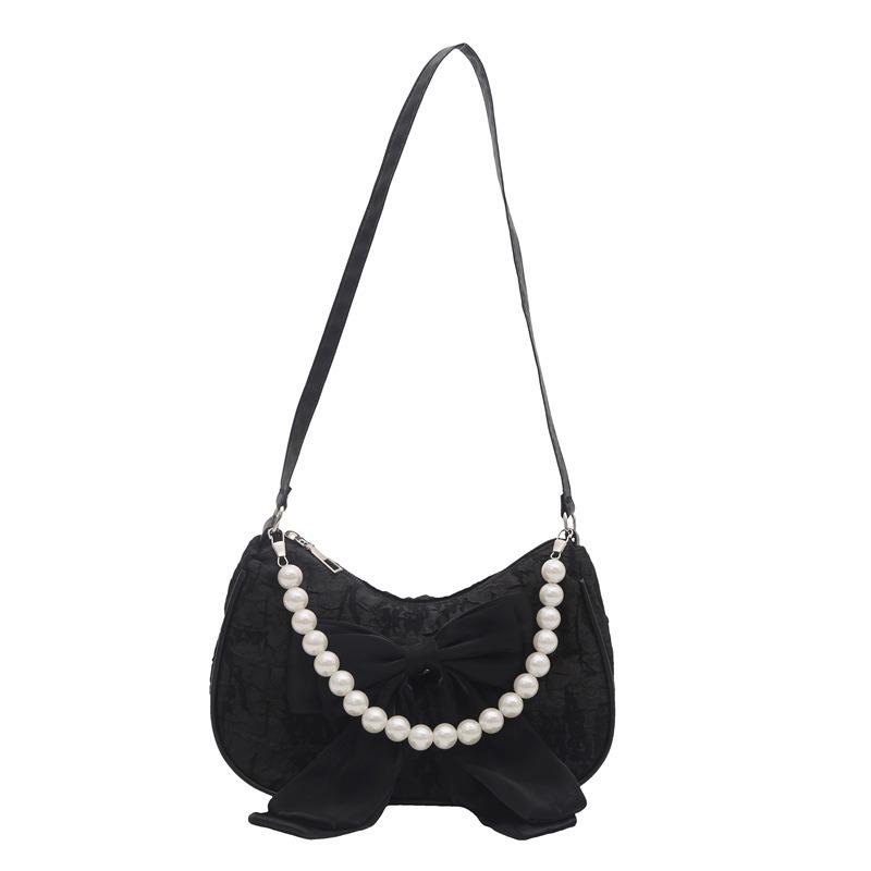 Popular design pearl handbag bag women's summer new messenger bag bow shoulder armpit bag