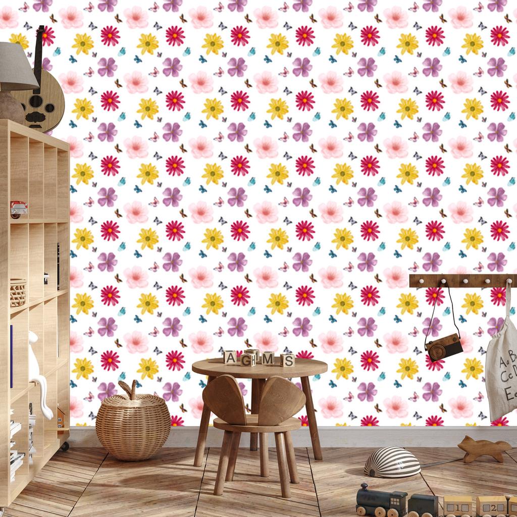 Wallpaper Flowers White and Powder Pink for the Living Room and Bedroom 50x1000