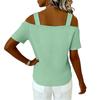 Women's Color Casual Fashion Loose Cotton Linen Lace Splicing Round Neck Shirt Top