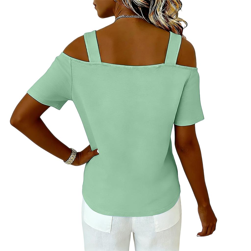 Women's Color Casual Fashion Loose Cotton Linen Lace Splicing Round Neck Shirt Top