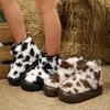 Fashion Warm Short Plush Cute Thick Bottom Snow Boots Women 2025 Winter Mix Color Leopard Platform Ankle Boots Brand Fluffy Fur Shoes