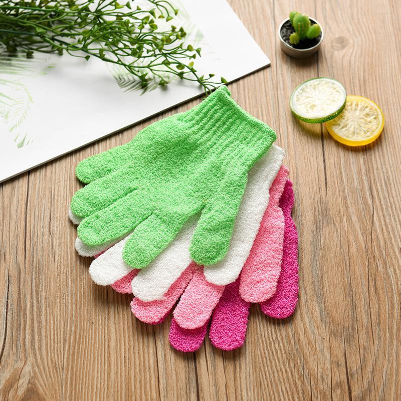 2Pcs 2-in-1 Exfoliating Bath Gloves Massage Peeling Shower Scrub Mitts for Full Body Skin Smoothing Care
