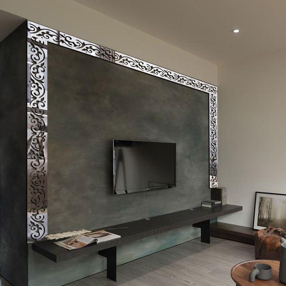 Self Adhesive Mirror Waist Line 3D Design 3D Mirror Wall Stickers  Room Decor