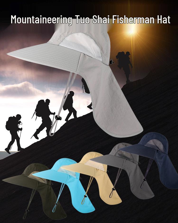 Unisex Quick-Dry Sun Protection Hat with Large Brim and Breathable Neck Guard for Outdoor Fishing and Hiking