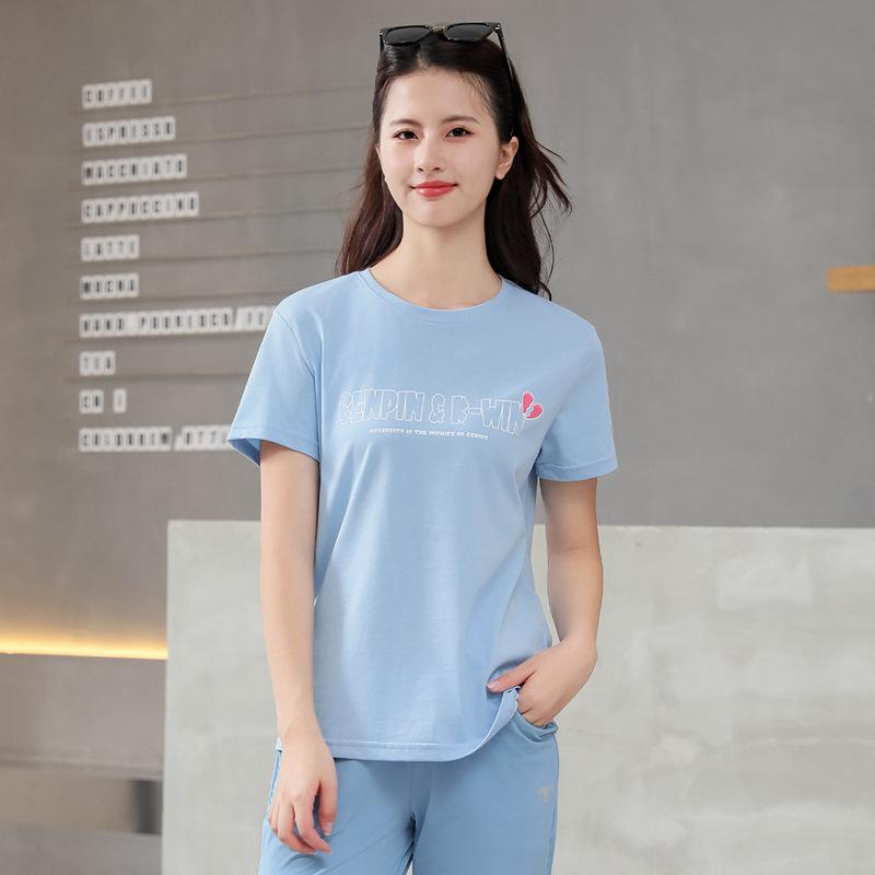Spring-Summer Women's Casual Crew Neck Short Sleeve Solid Color Loose T-Shirt