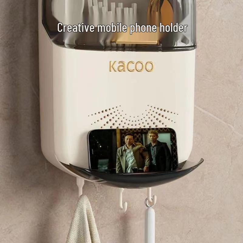 Wandmontierter Klappdeckel-Stäbchen- & Utensilienhalter