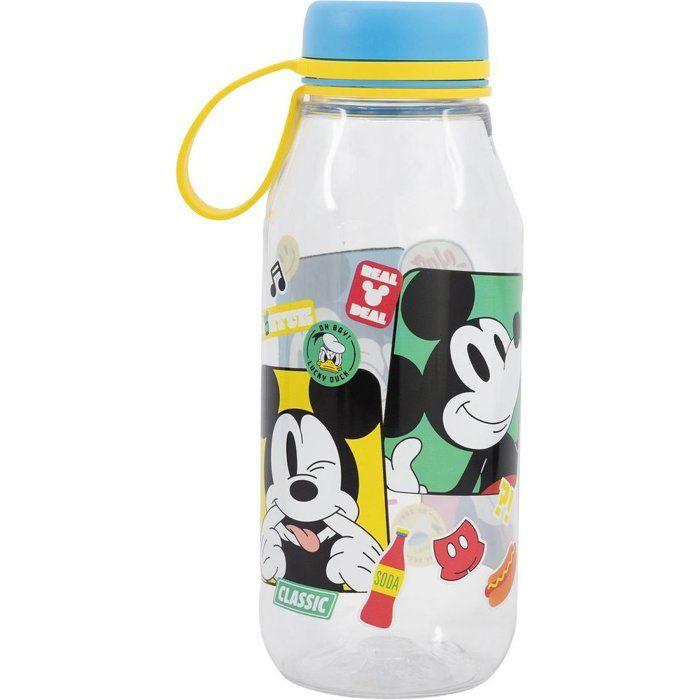 Tataway Gourde transparente Disney Ecozen pour enfant en tritan Mickey Mouse 460 ml avec bouchon et anse en silicone