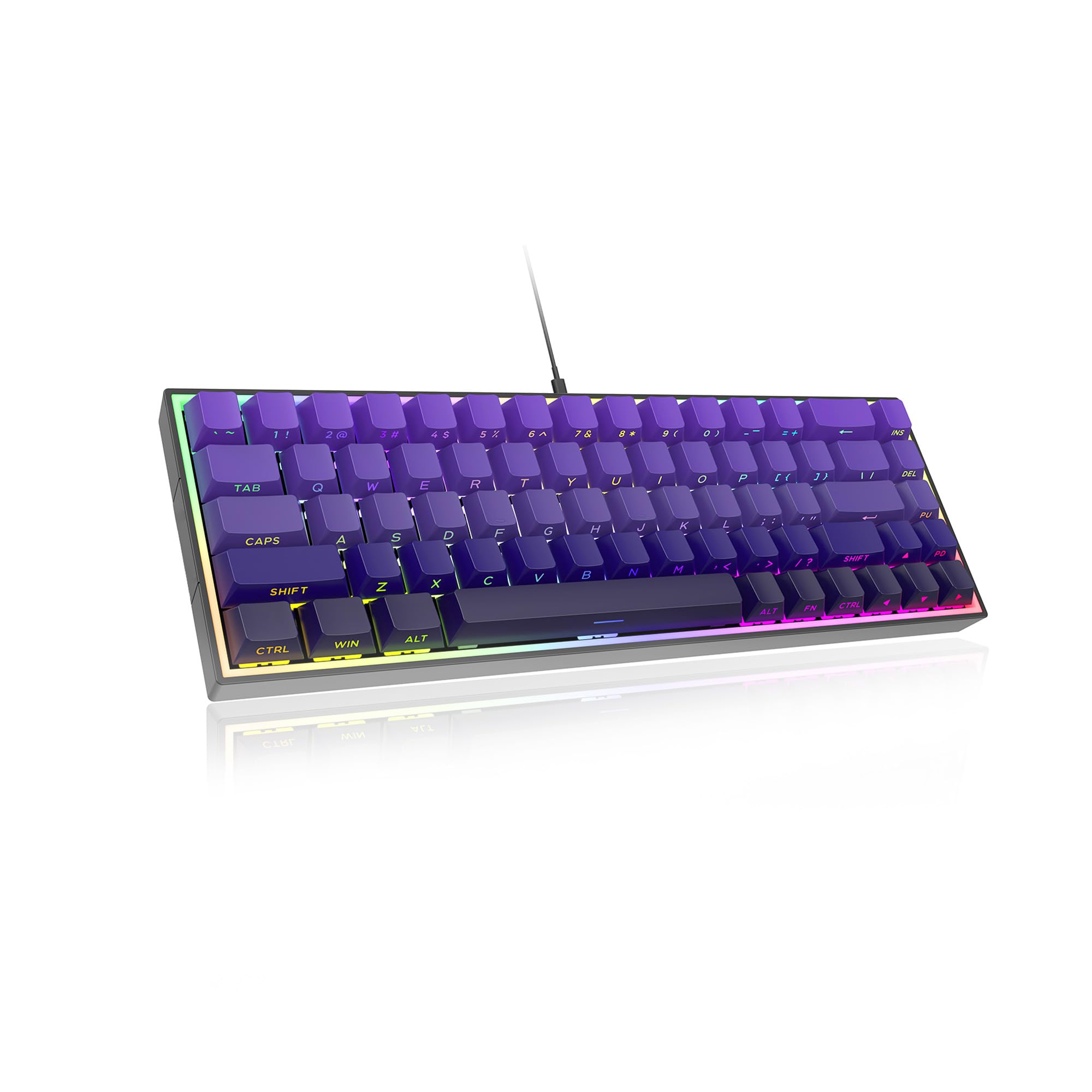 

ZIPFORCE Gaming Keyboard, 68-Key Mechanical Keyboard with Blue Liner Switches, Type-C Wired Connection, Multi-Color Mixed Backlighting, PBT Keycaps,