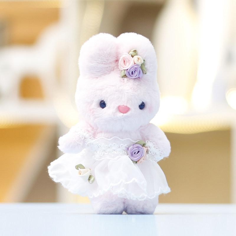 Plush Bunny Keychain With Floral Design For Girls Gift And Bag Decor