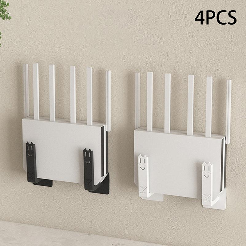 4Pcs Router Storage Holder Wall Artifact Set-Top Box Wall-Mounted Fixture Support Bracket Wifi Placement Rack
