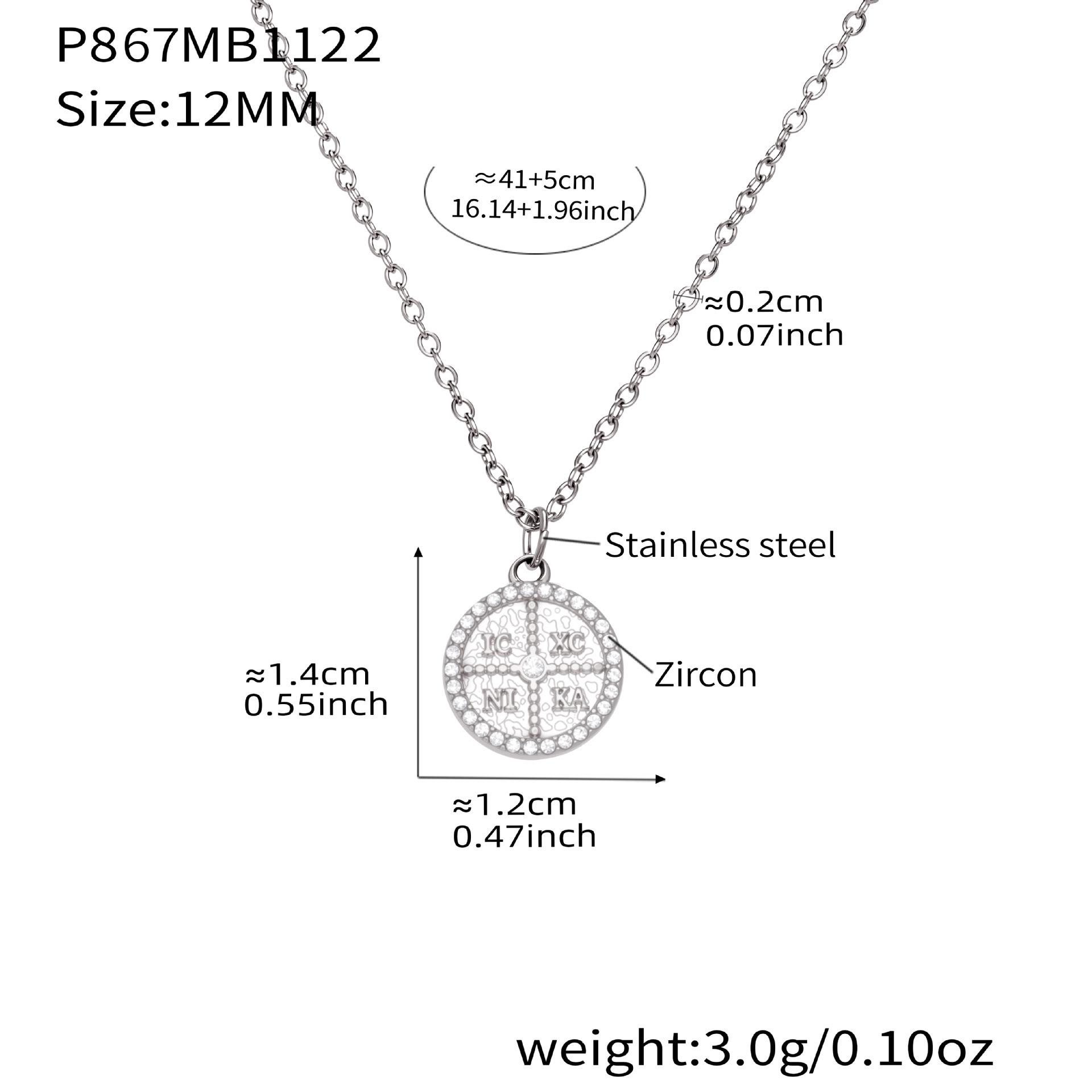 Elegant Zirconia Inlaid Stainless Steel Letter Pendant Necklace
