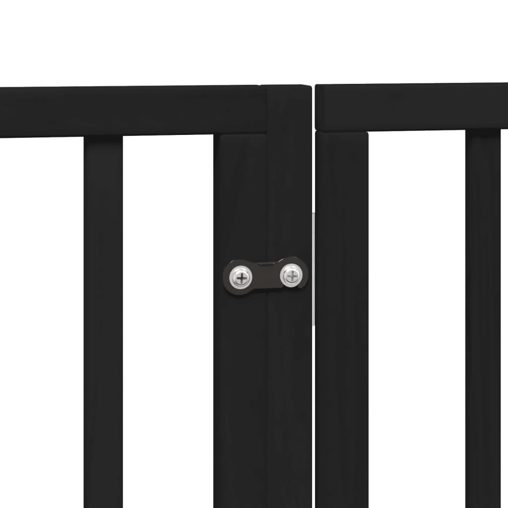 6 Piece Foldable Black Dog Gate 300 cm Poplar Wood