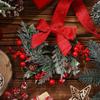 Wreath Decorations Bow Tie Festive Small Christmas Front Door Garland for Wall Mantle Kitchen Home Outdoor Indoor Holiday Winter