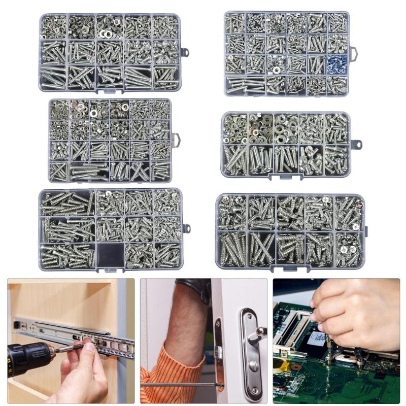 Metal Screw Set Fastening Screws Stable Screw Selection Nail Screw Fastener Nut Upgrades for Multifunction  Tool Application