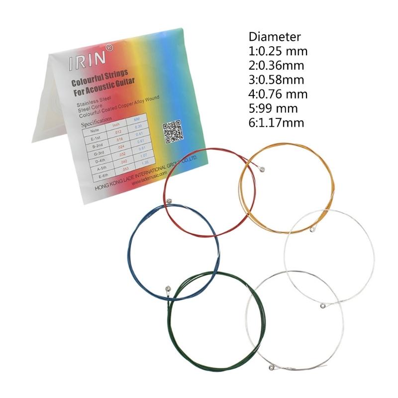 6Pcs/pack Folk Guitar String, Steel Core Guitar Strings Set Practice Replacement Part Accessory for Acoustic Folk Guitar