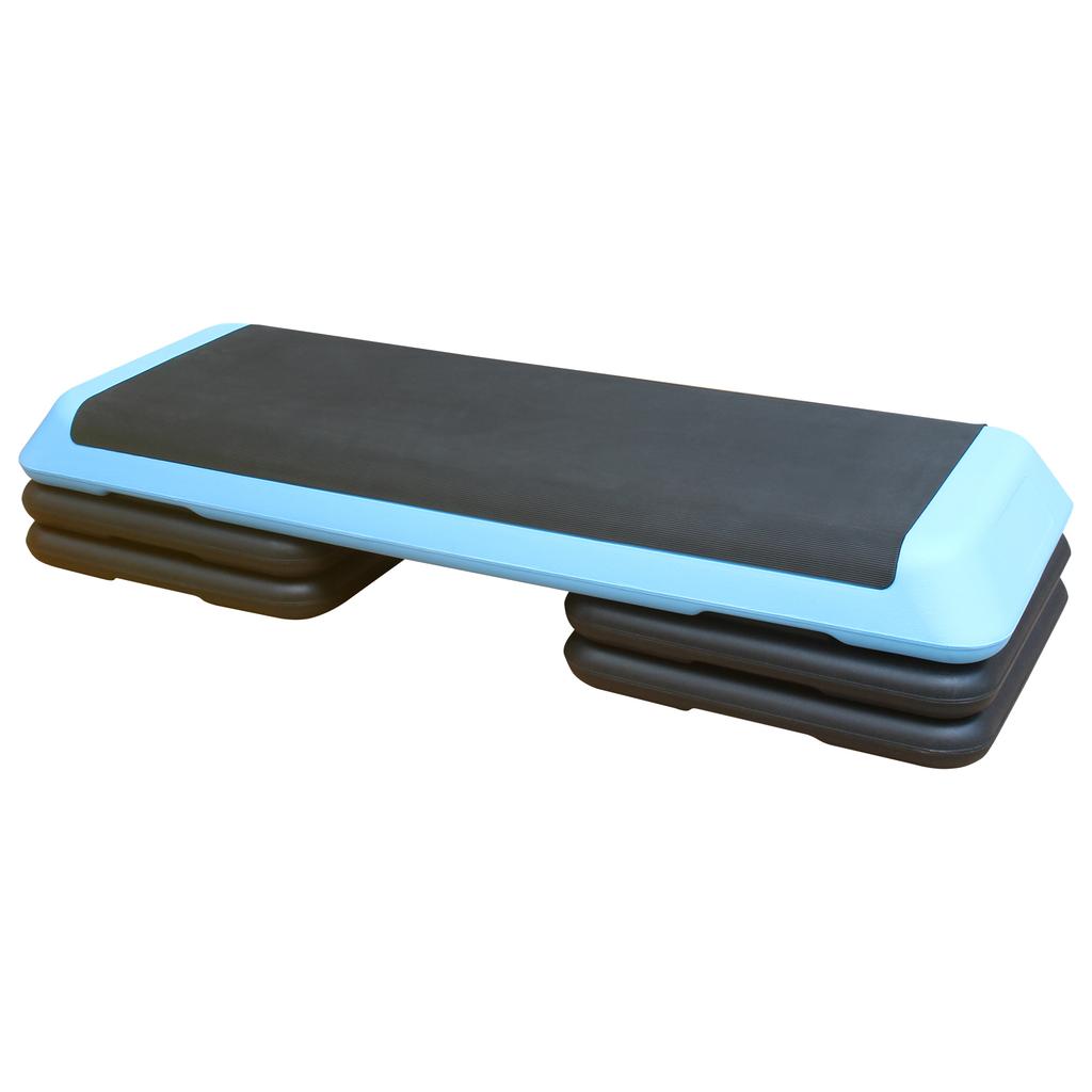 110cm Exercise Aerobic Step Platform, Adjustable Height Workout Step with 4 Risers, Stepper for Home Gym Cardio Strength & Training (Blue)