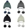 With Ear Flap Knitted Beanie Hat Warm Bomber Hats Fashionable Earflap Ski Hat  Women