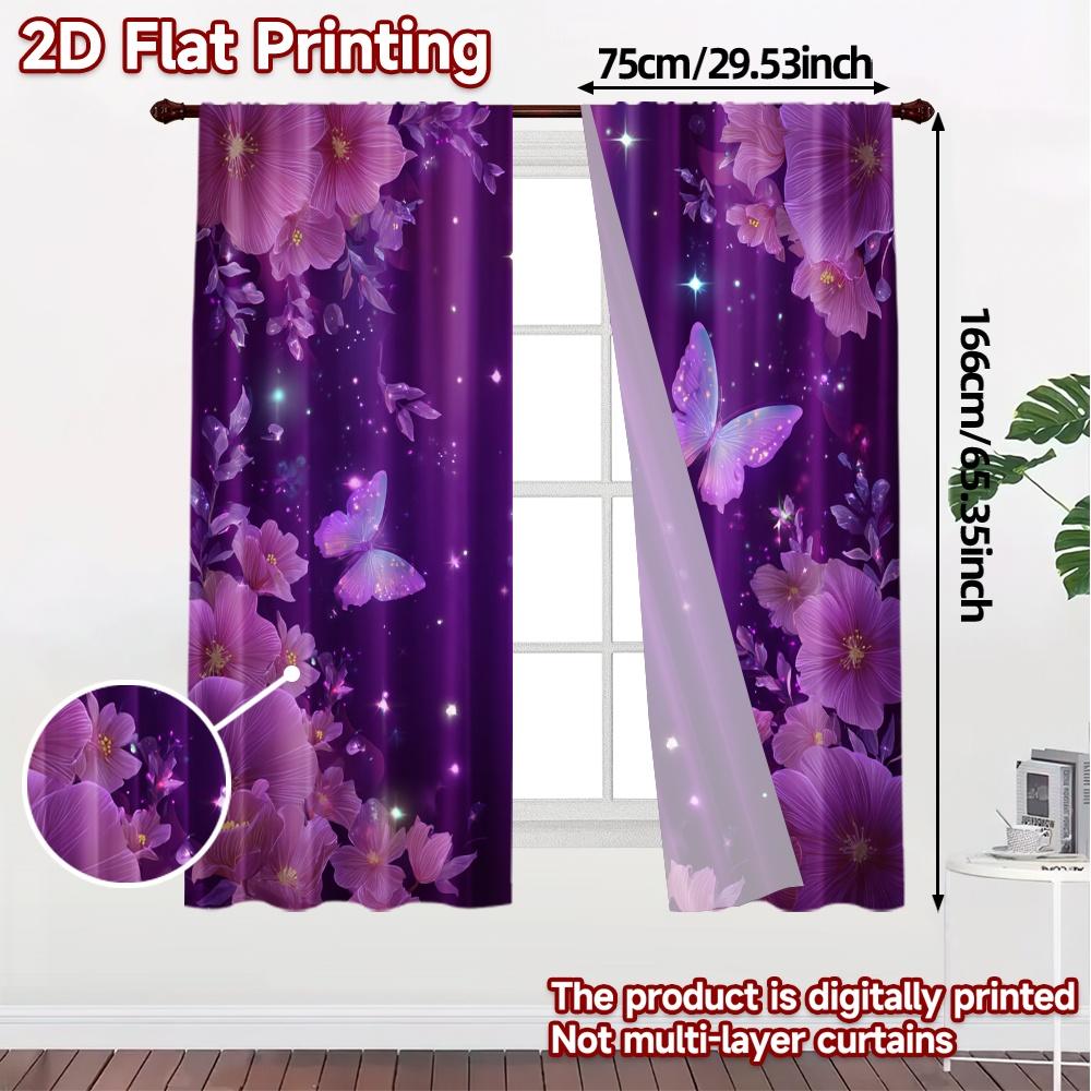 2D Flat Printing  JIT 2pcs   Curtains (Without Rod) Butterfly Bliss Popular Curtains&Drapes Versatile Polyester Fabric Curtains
