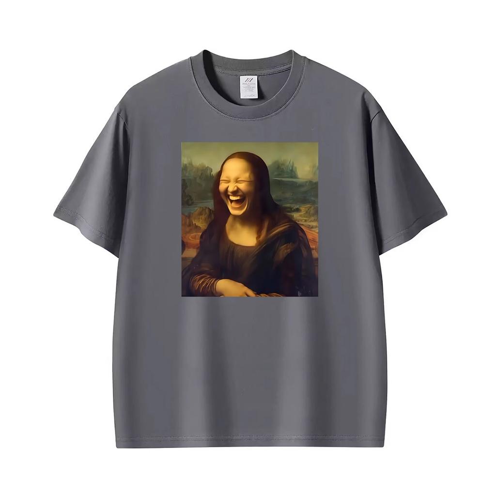 Mona Lisa Lustiges Meme Künstler Grafik T-Shirts Unisex Kleidung Cooles Vintage Streetwear T-Shirts Sommer Übergröße Lässiges T-Shirt Oberteile