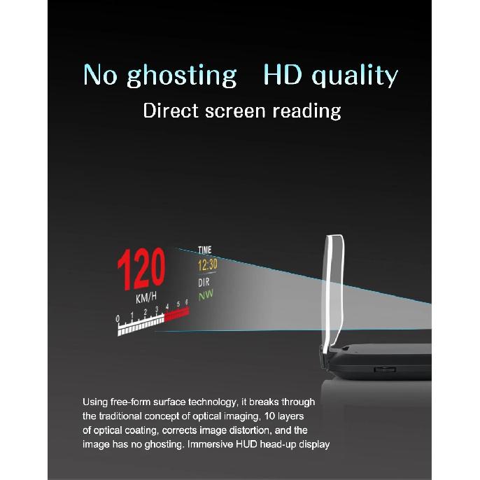 C1 Navigation Windshield Projection OBD2+GPS Head Up Display with Real-time Navigation Water Oil Temp RPM Turbo Press Display