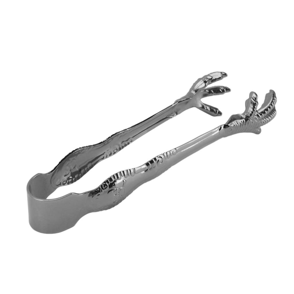 Claw Style Ice Tong Stainless Steel Hand Polished Eagle Claw Shape Ice Tongs for Bar Home Use Black