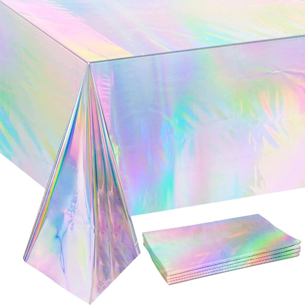 Aluminum Film Tablecloth Table Cover Kids Baby Shower Tablecloth Supplies for Wedding Party Banquet Decoration Iridescence Laser