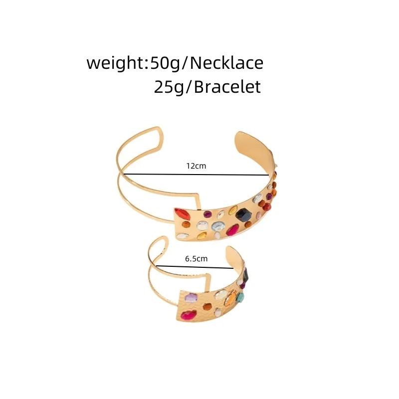 

Трендовые браслеты-торки с широким отверстием для женщин, золотистого цвета, с кристаллами, ручной работы, геометрические, набор циркониевых украшений