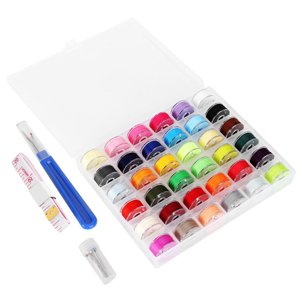 Bobbin with Thread Transparent Spool Sewing Embroidery Machine Accessories 36 Color Set