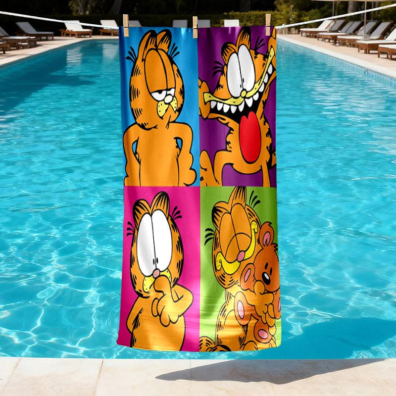 Garfield Print Beach Towel Design, Soft, Lightweight. for Home Bathroom, Spa, Pool, Yoga, Surfing, Camping, Gift for Family, Friend