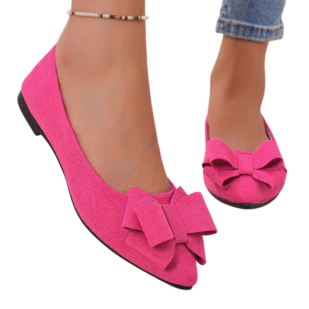 Women Bow Detail Pointed Toe Ballet Flats Slip On Low Heel Comfortable Casual Shoes for Daily Wear