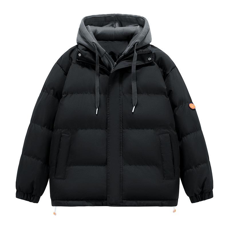 Cotton-padded Winter Cotton-padded Men's Thickened Fake Two-piece Coat Female Couple's Hooded Bread Suit Color