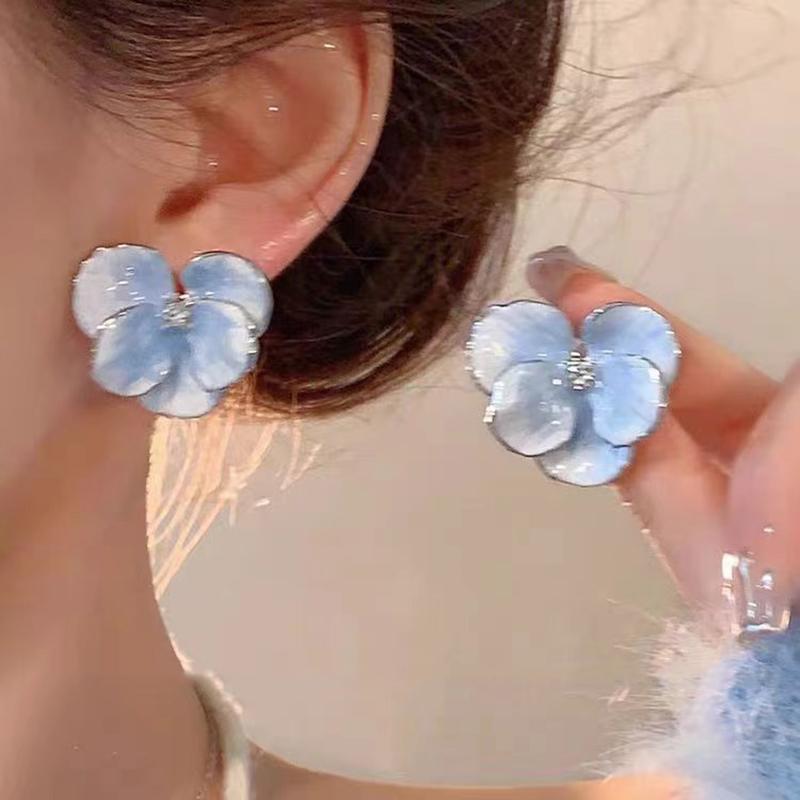 Vintage Color Flower Petal Earrings Luxury Women Travel Seaside Wearable Jewelry Girls Photo Props Fashion Elegent 3D Earring