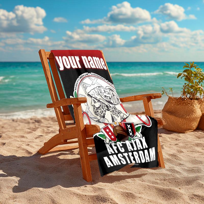 Personalized customized proof beach towel with AFC Ajax logo pattern - soft, absorbent,quick-drying,perfect