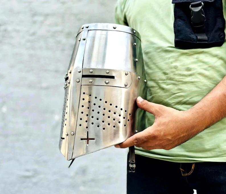 Handmade Medieval Crusader Helmet | Fantasy Warrior Helmet Knight
